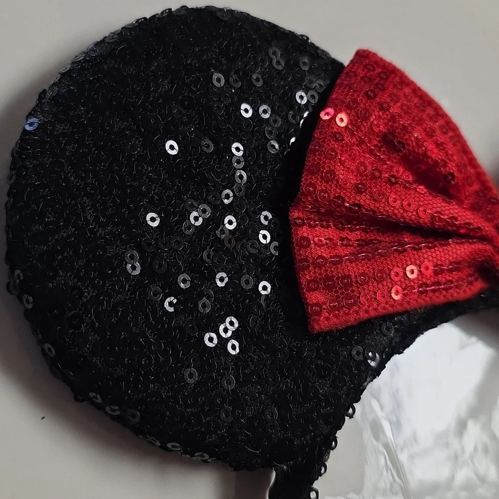 Sequin Headband Girls Red Black Mouse Ears